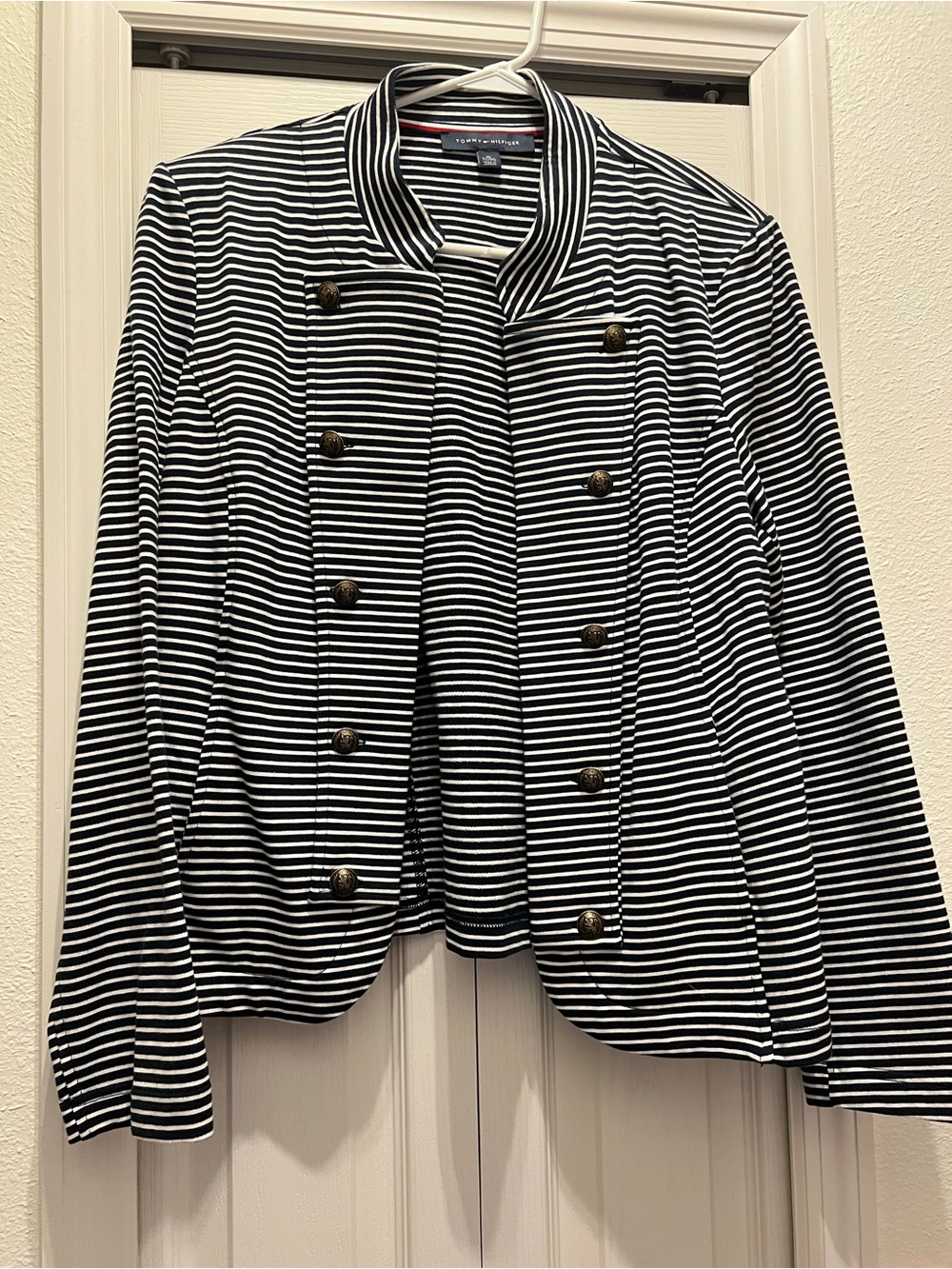 Sale! Tommy Hilfiger Navy and White Striped Double-Breasted Blazer-NWOT!